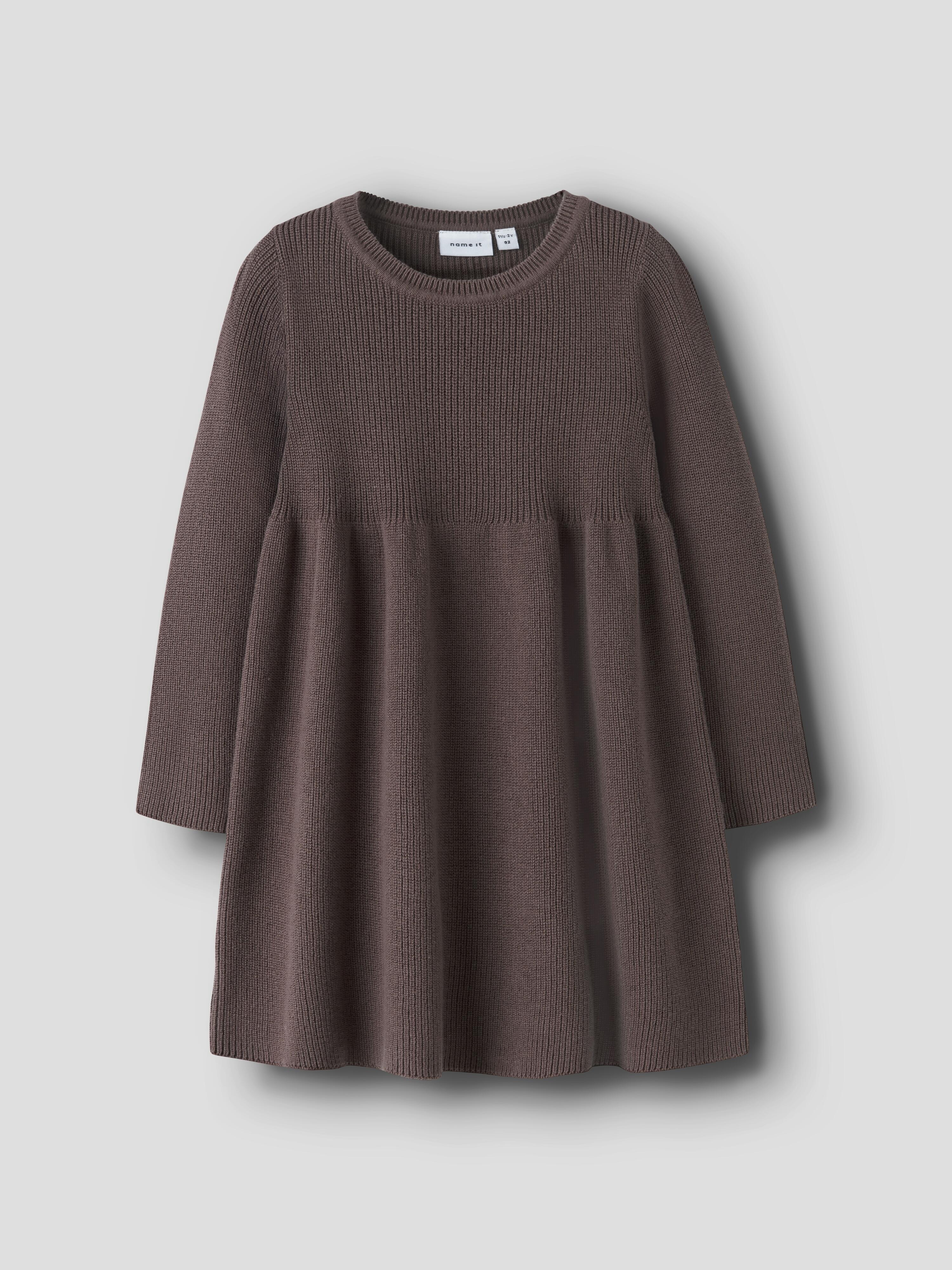 NAME IT Nmfrikine Ls Knit Dress Pb voor meisjes, Coffee Quartz, 110