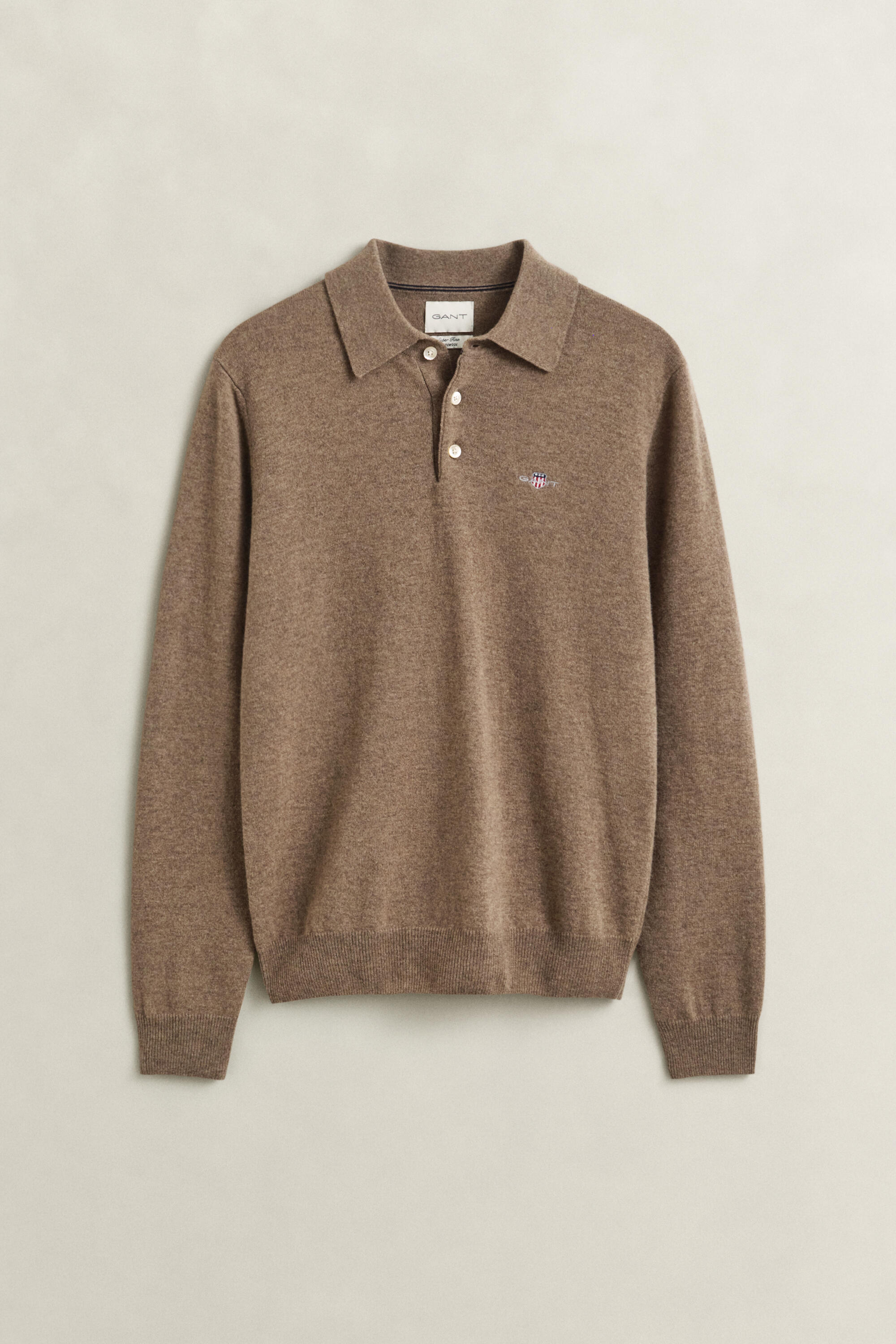 Gant Herren Braun Für 8060109 Polo-Pullover Aus Wolle In Hell (L), Klassisch, Langarm - Bild 7