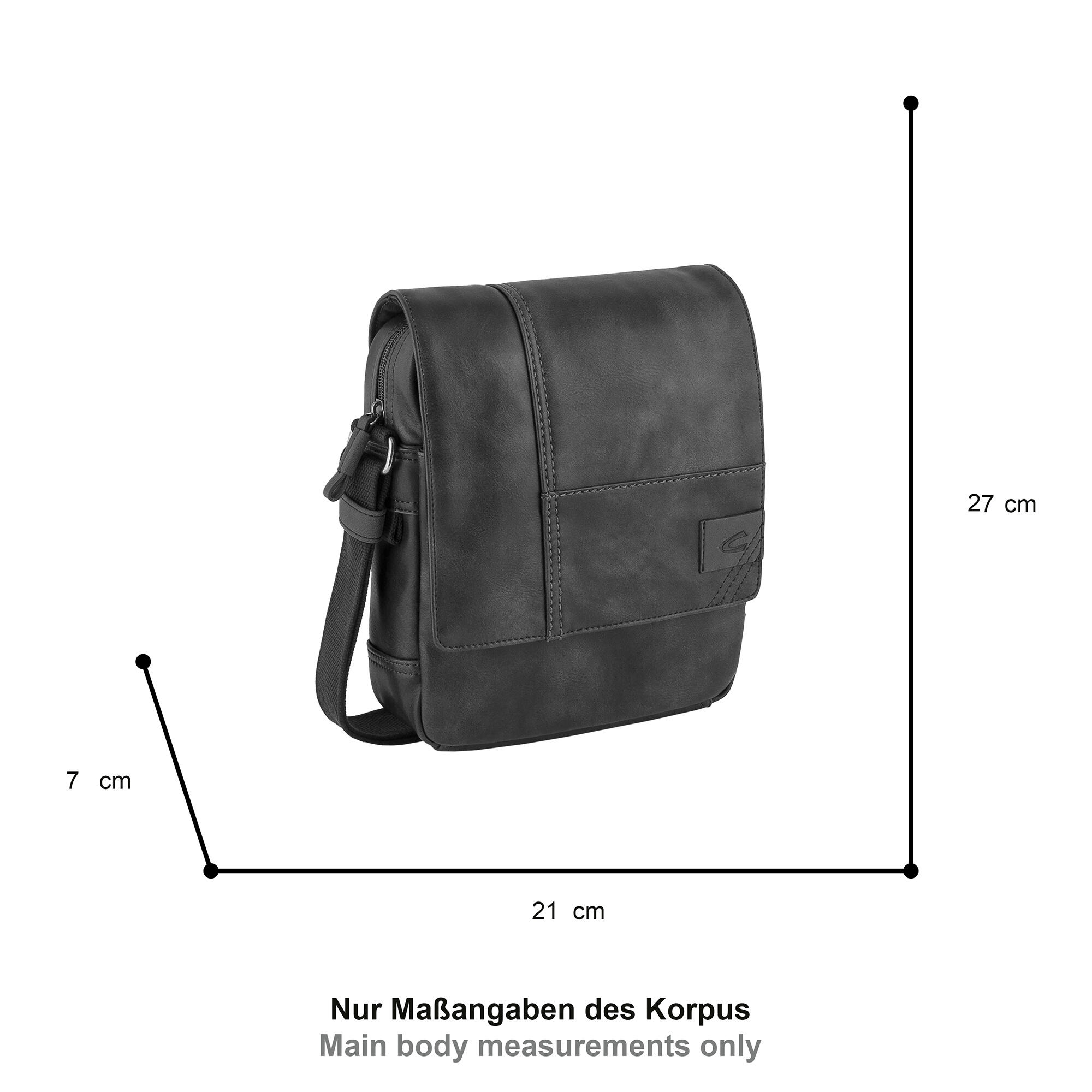 Camel Active Damen Schwarz Umhängetasche "Laos", Gr. B/H/T: 21Cm X 27Cm X 7Cm, Polyurethan, Polyurethan (Pu), Retro, Beschichtet, Kontrastfarbene... - Bild 6