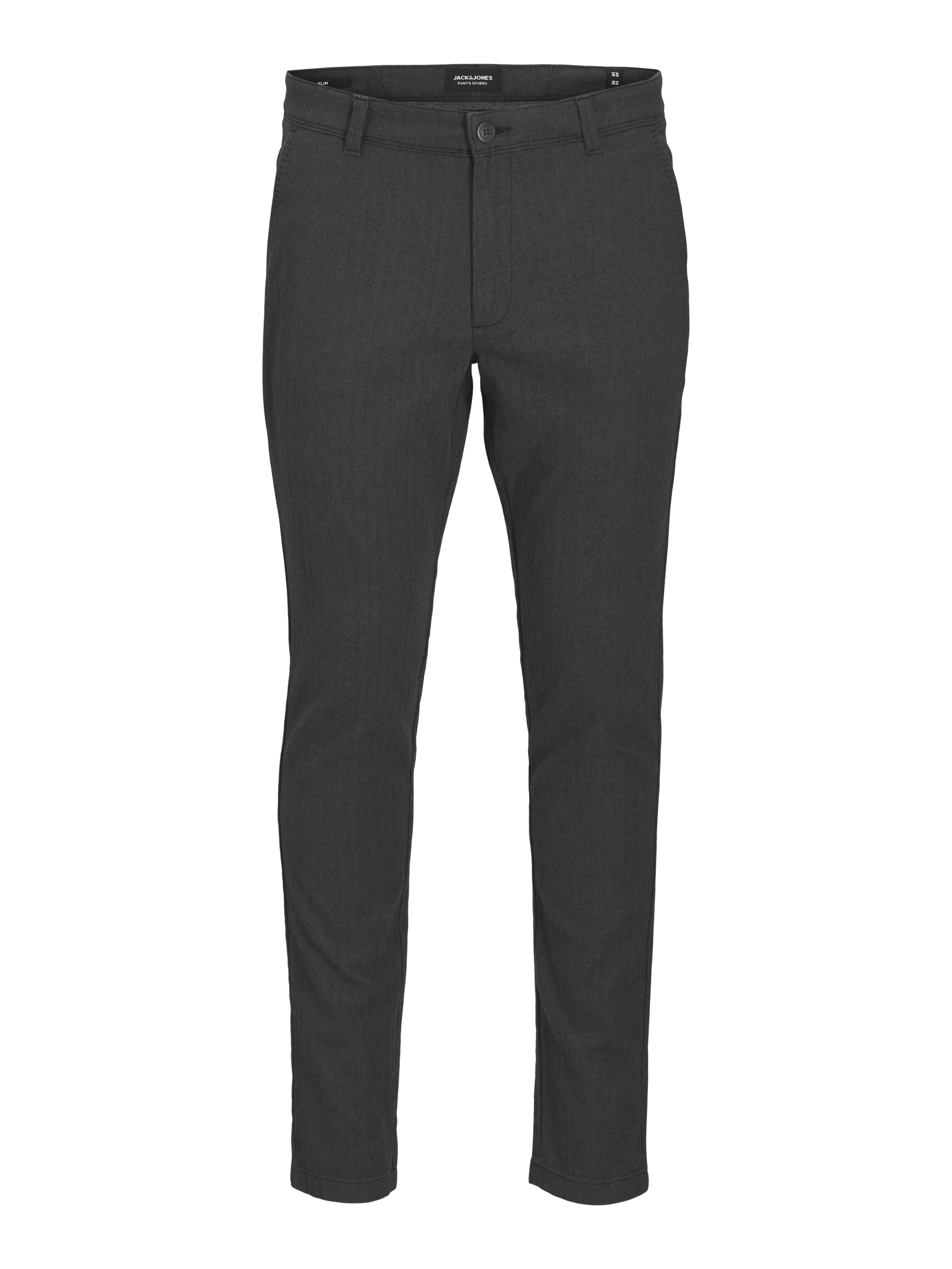 Jack & Jones Herren Grau – Slim-Fit-Chinohose In Dunkel Mit Fischgrätmuster - Bild 4