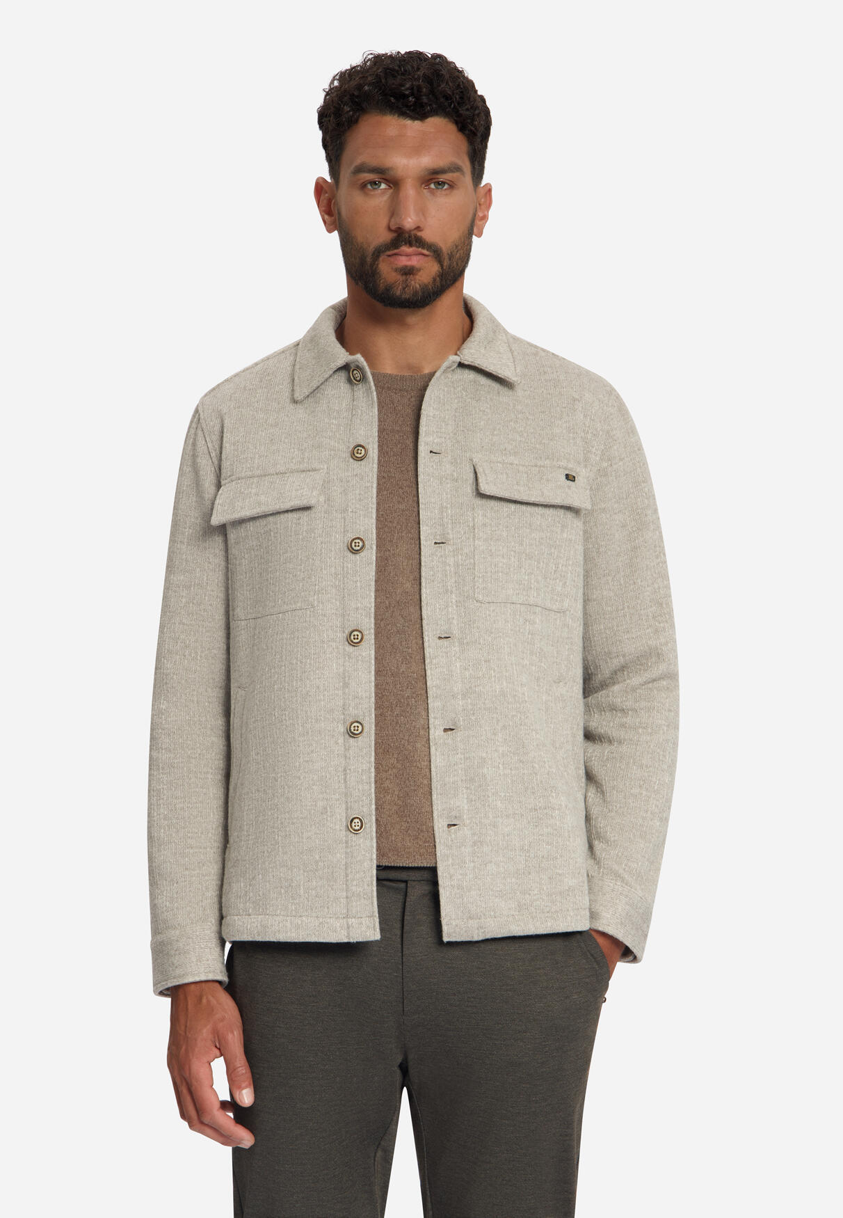 No Excess Beige Overshirt In Jaquard-Qualität M - Bild 3