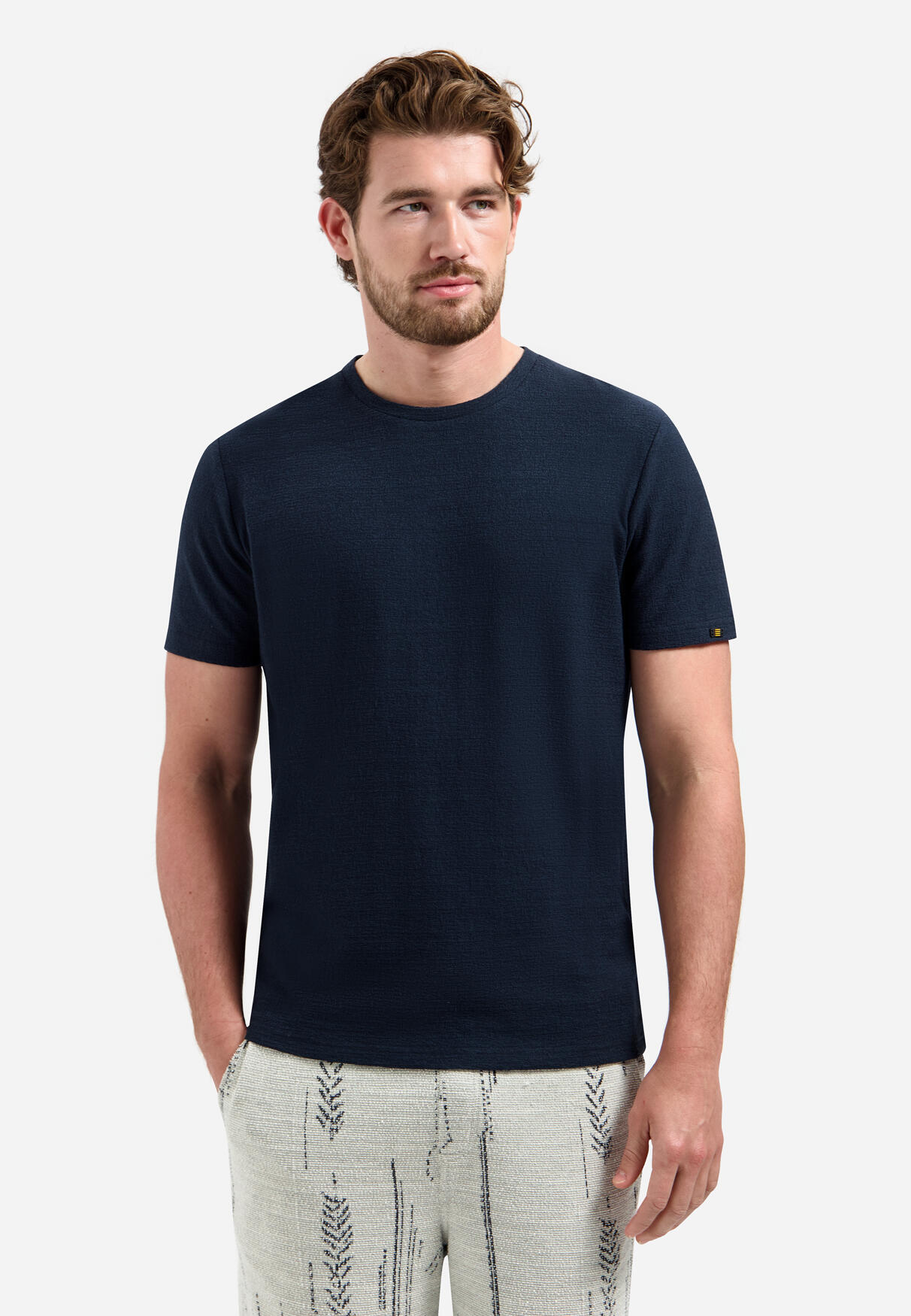 Hemden No Excess Herren Marine Regular Fit T-Shirt Rundhals Einfarbig - Bild 3