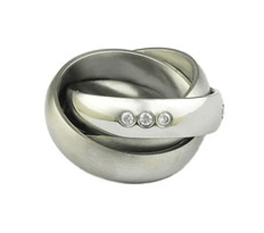 3-facher Ring aus Edelstahl mit Zirkonia