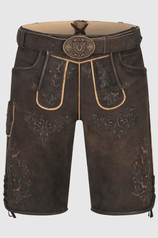 Herren Lederhose - PHIL % - Trachtenhose - Krüger Buam - mit Gürtel - 961265-000-0076