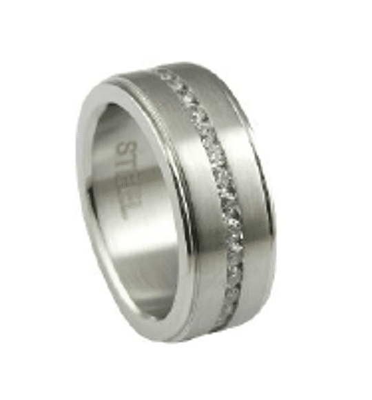 eleganter Edelstahlring mit Zirkonia