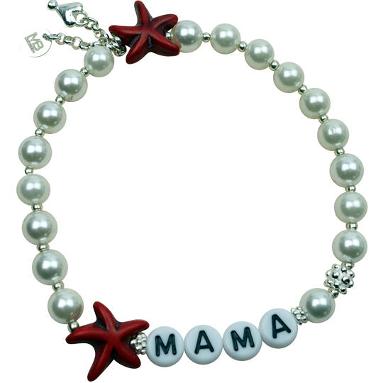Damen-Armband: "Mama-Armband" zum Muttertag, Muschelkernperlen, Silber 925