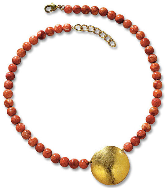Petra Waszak: Collier "Sonnenscheibe" mit Zuchtkorallen