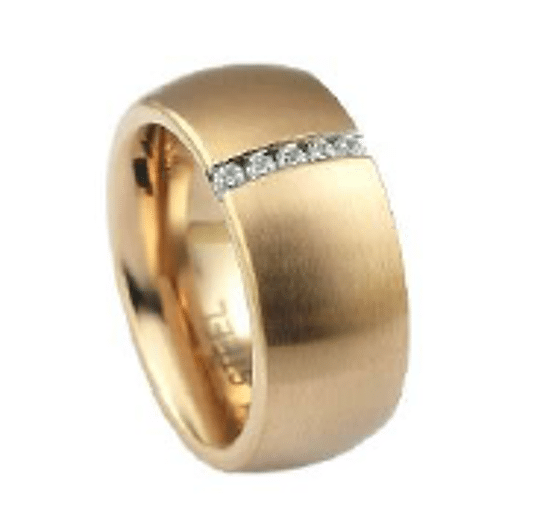 Breiter Edelstahlring mit Zirkonia