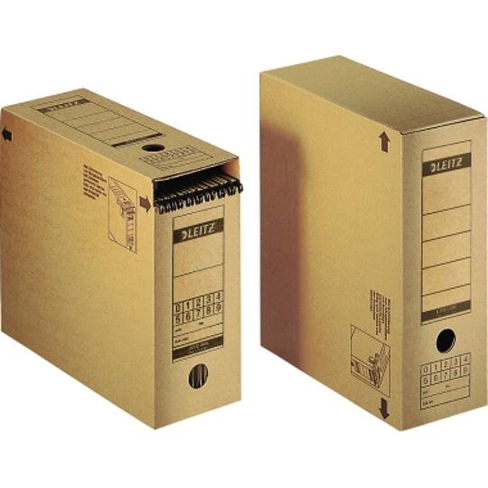 Leitz Archivbox Premium 12 x 27,5 x 32,5 cm (B x H x T) DIN A4 mit Archivdruck Wellpappe recycelt/Natronpapier, kaschiert naturbra