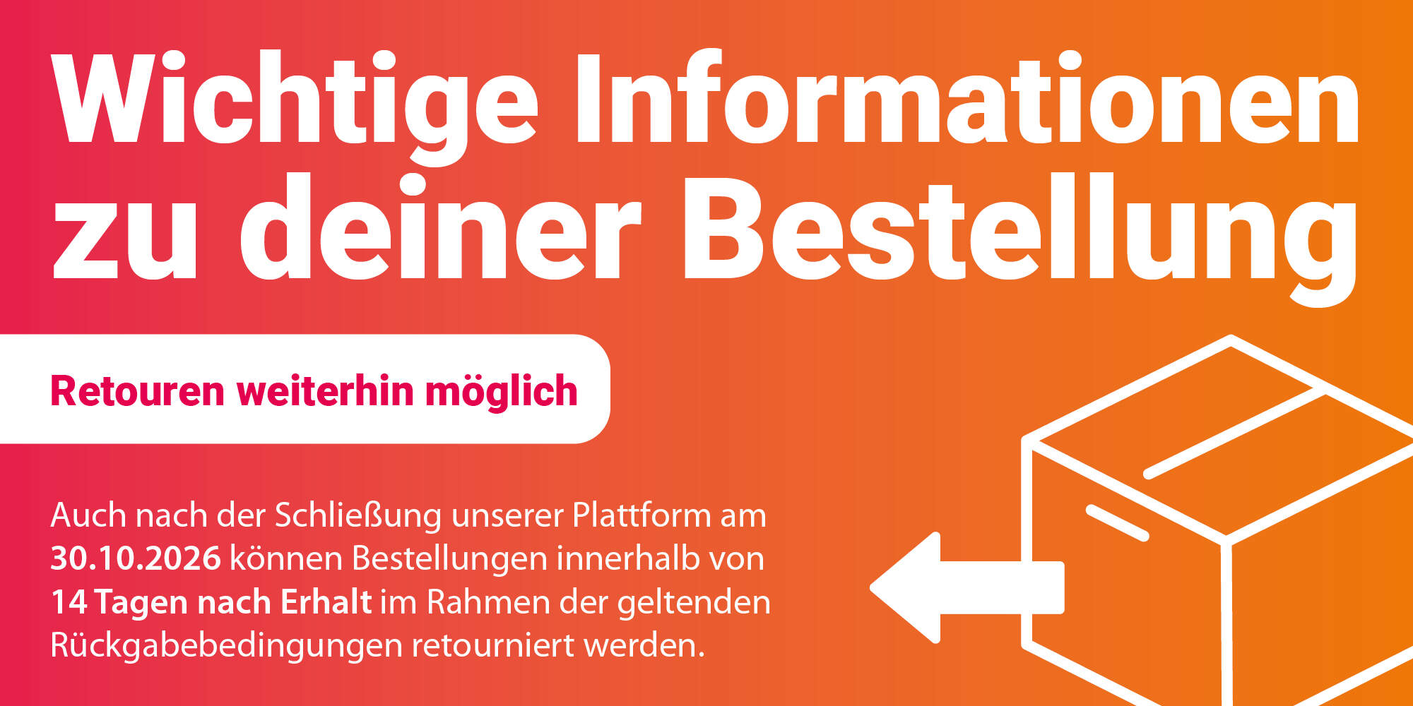 Wichtige Information zu deiner Bestellung