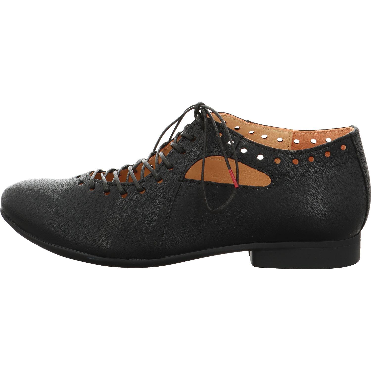 Think Schwarz Damenschuhe Guad 2 Glattleder Schn?R-Halbschuhe - Bild 3