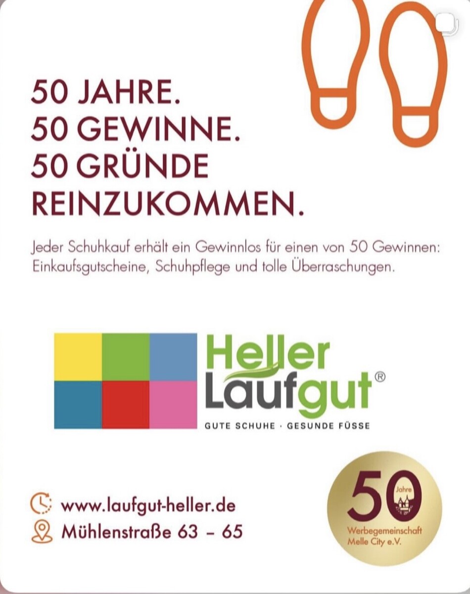50 Jahre Melle City – 50 Gewinne bei Laufgut Heller