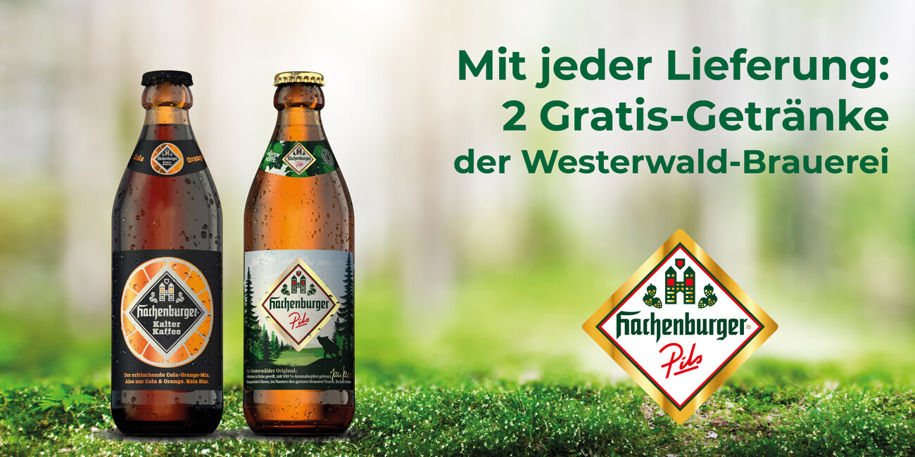 2 Gratis-Getränke der Westerwald-Brauerei bei jeder Lieferung mit dem wällermarkt Lieferdienst